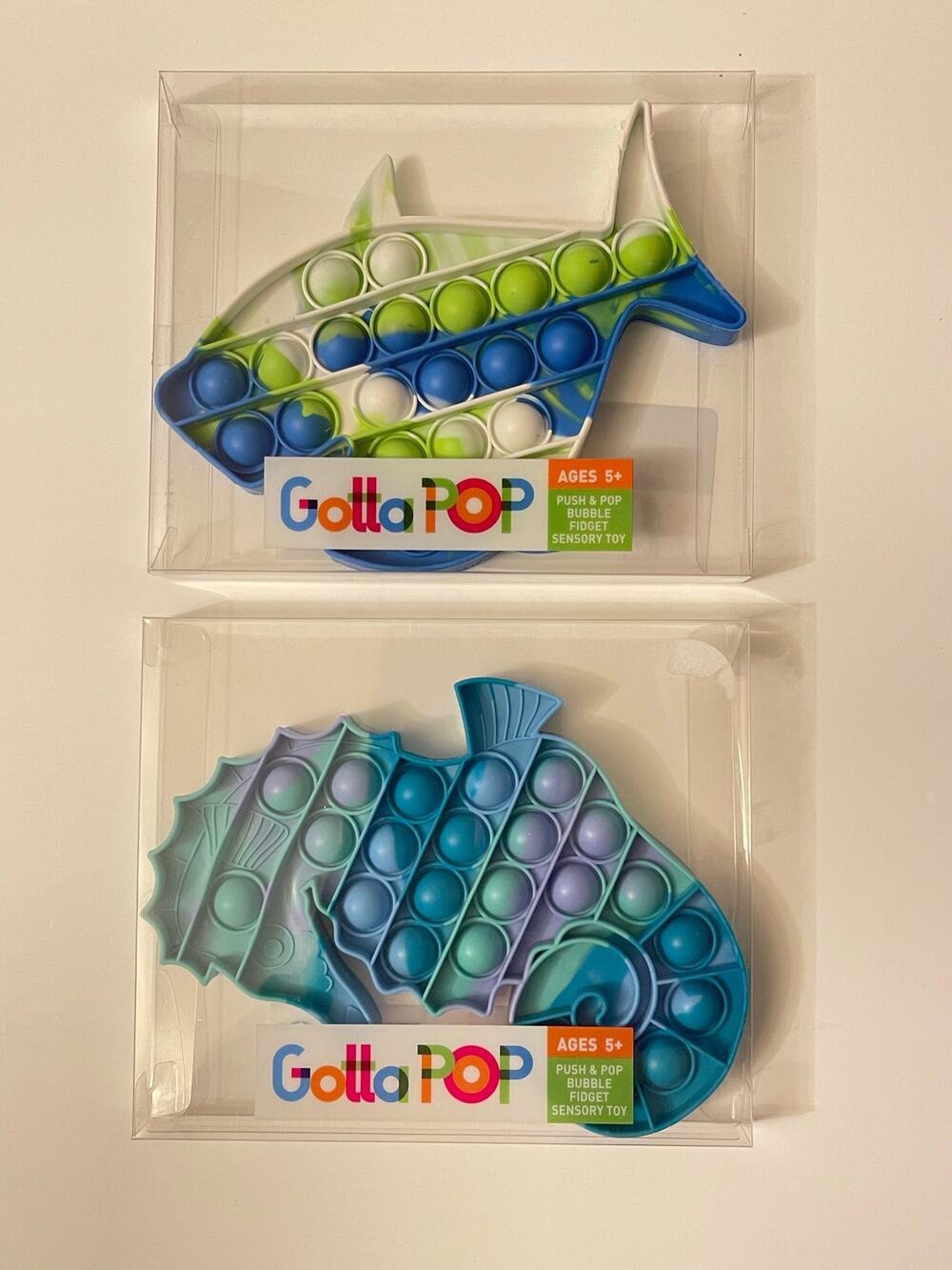 Set of 2 New Gotta Pop Toys Seahorse Shark